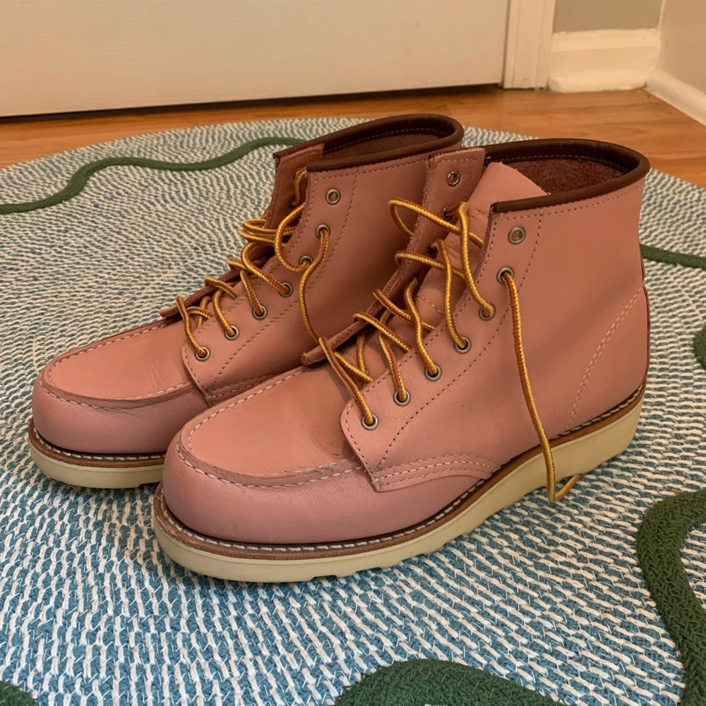 Pink Leather Moc Toe Red Wing Boots size 7.5